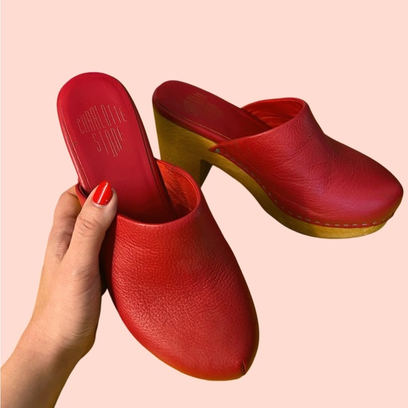 Charlotte Stone Marlo Clogs in Red / Flame - Picture 1 of 3